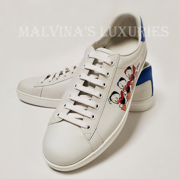 GUCCI SNEAKERS MENS LEATHER DISNEY ACE HUEY DEWEY LOUIE LOGO SHOES 9G US 9.5 - Picture 5 of 16